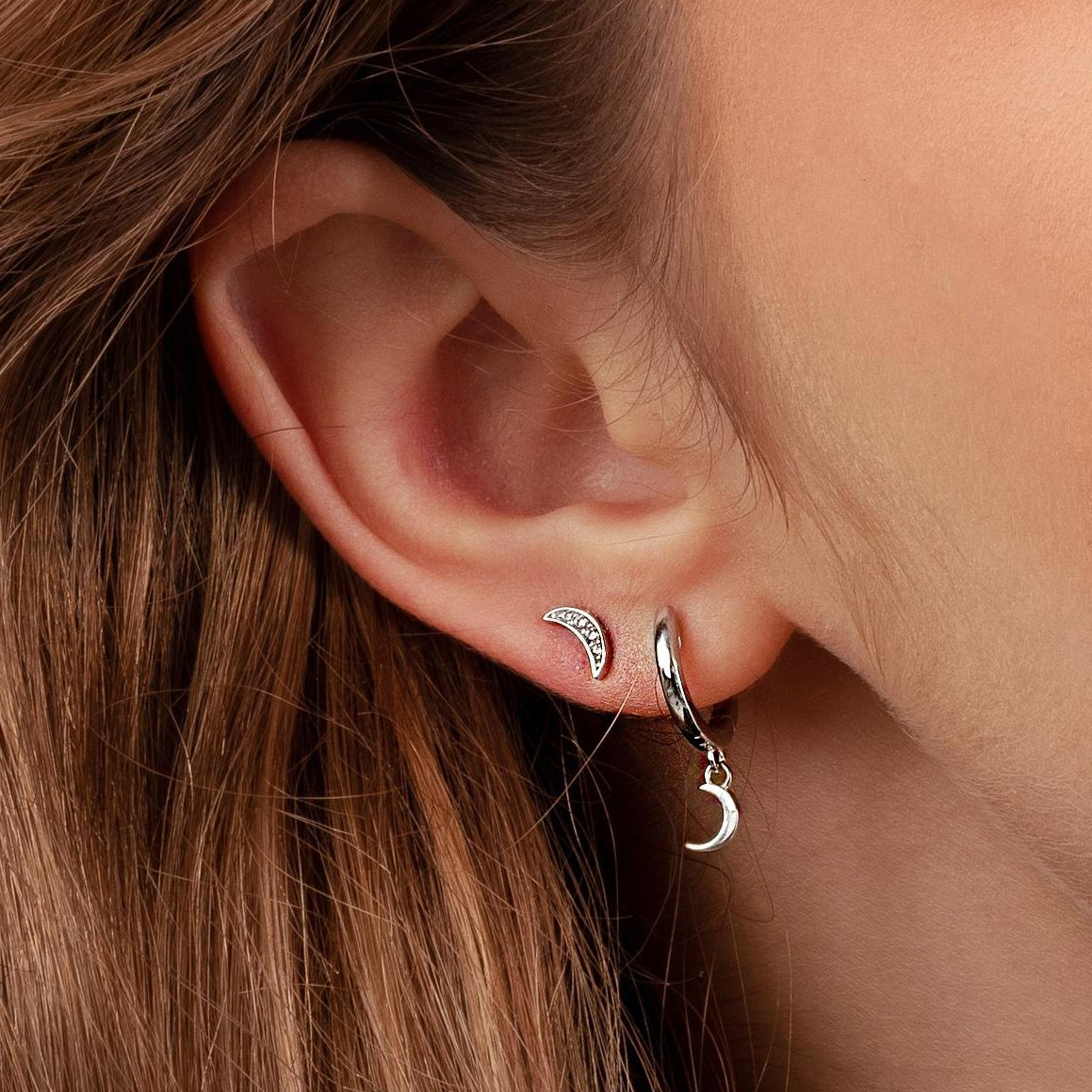 Diamond Crescent Moon Stud Earrings - Minichiello Jewellers