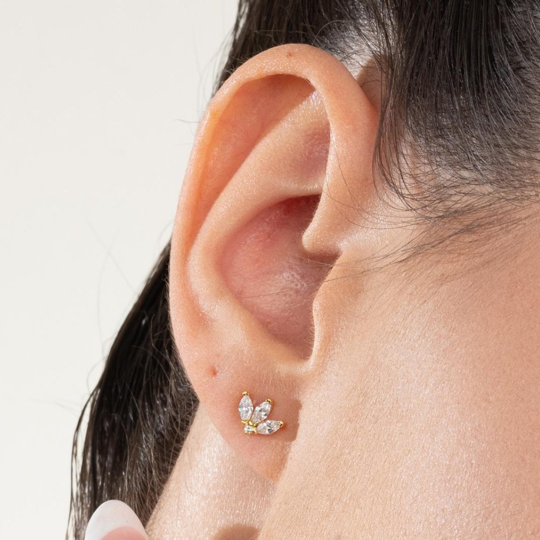 Cubic Zirconia Marquise Cut Stud Earrings