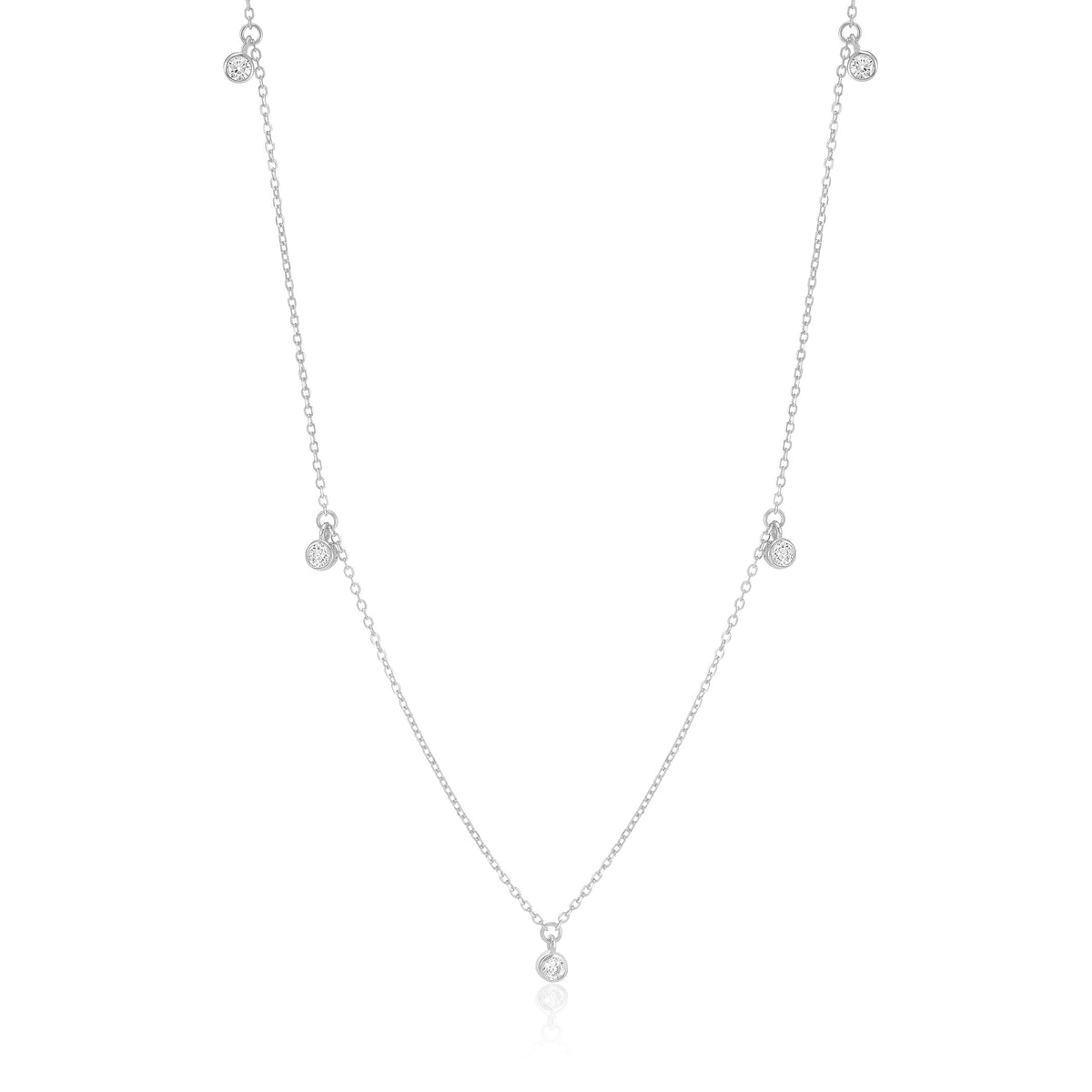 Cubic Zirconia Charm Station Necklace