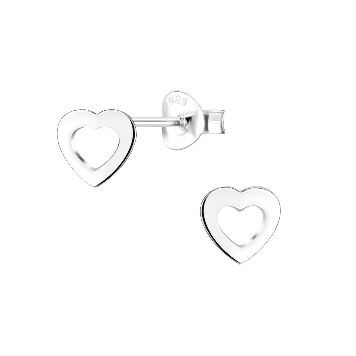 Small Open Heart Stud Earrings With 14K Yellow Gold Plating