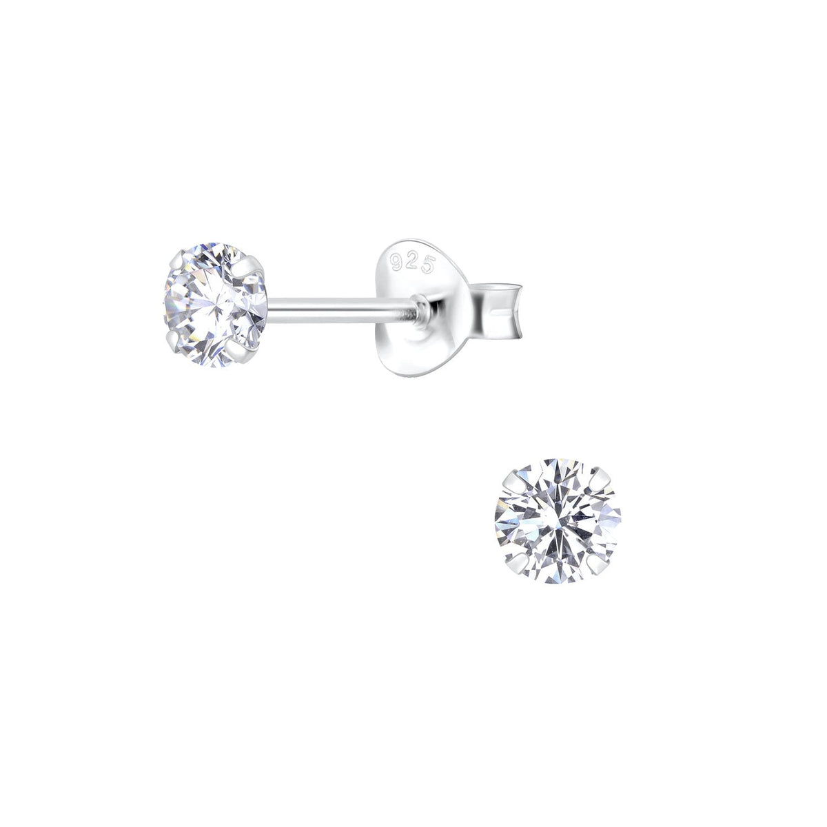 Round Stud Earrings  2MM With Push Backs