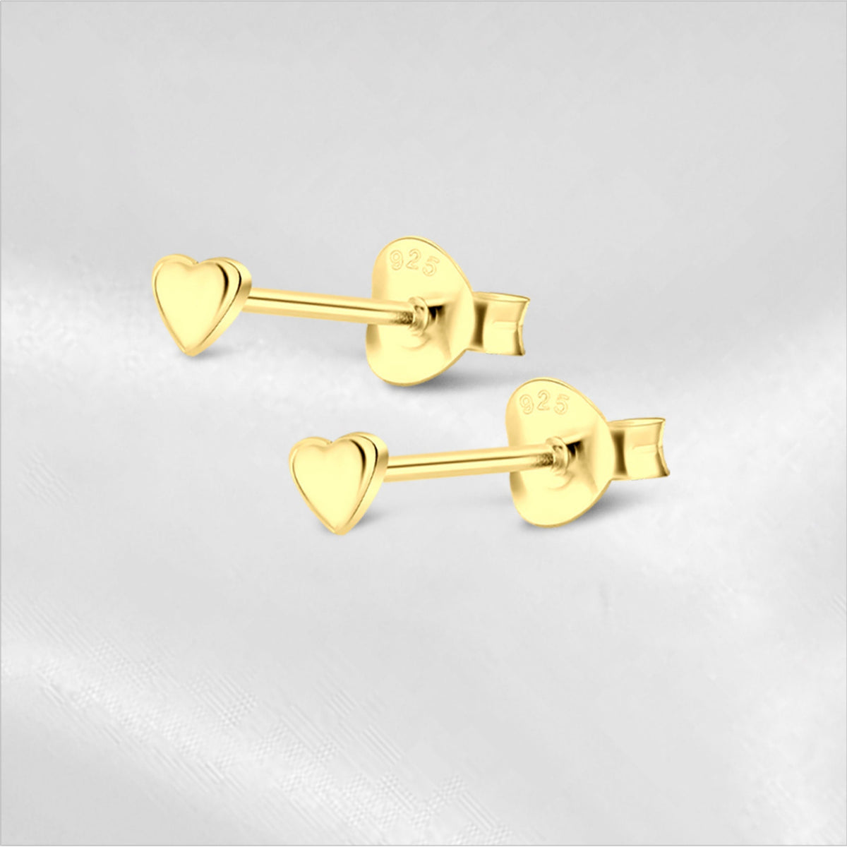 Small Heart Stud Earrings With Yellow Plating 3x3 mm