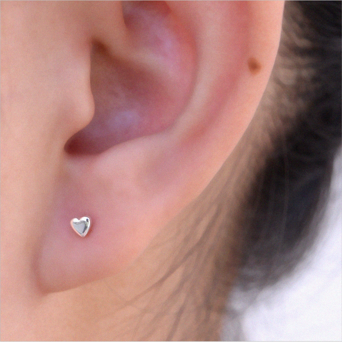 Small Heart Stud Earrings With Yellow Plating 3x3 mm