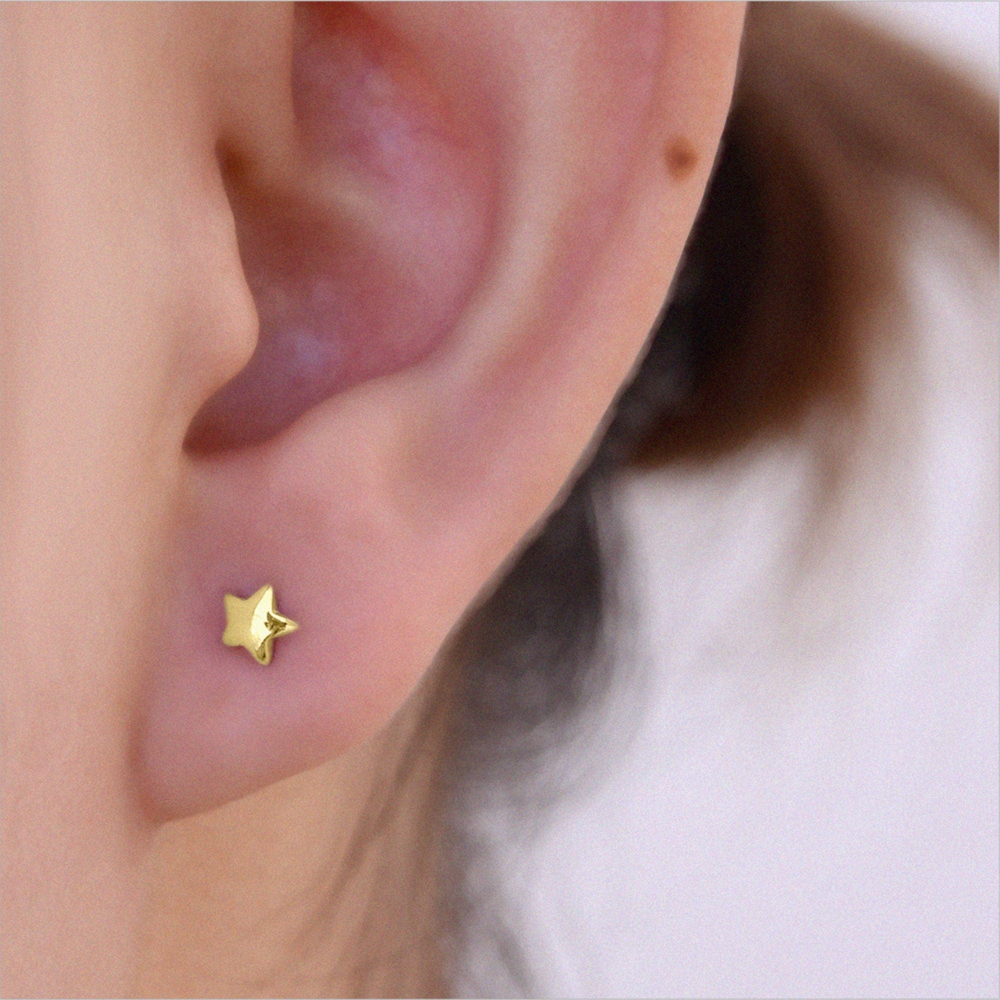 Silver Gold Plated Star Earrings