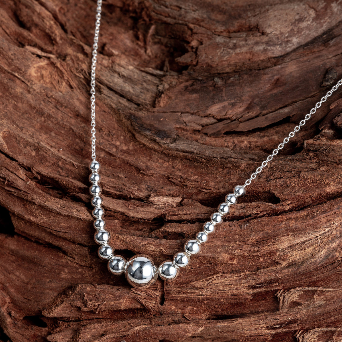 Ball Necklace 925 Sterling Silver 17 Inch