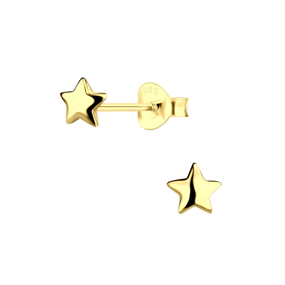 Small Star Stud Earrings With Yellow Gold Plating 5x5 mm