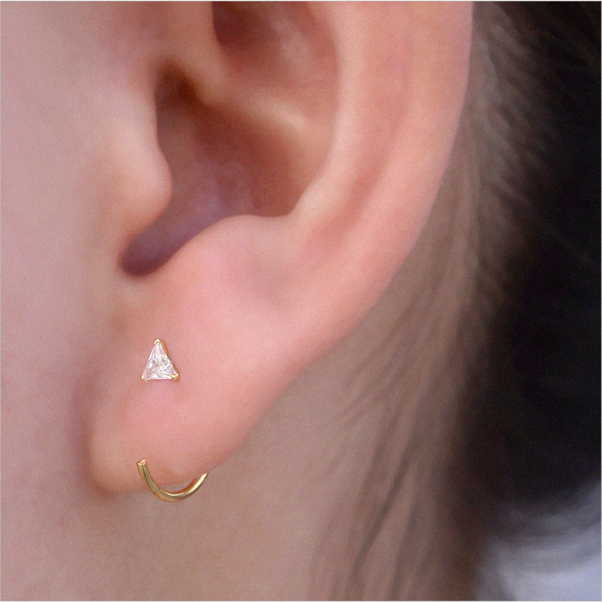 Triangle Cubic Zirconia Open Ear Huggers Earrings