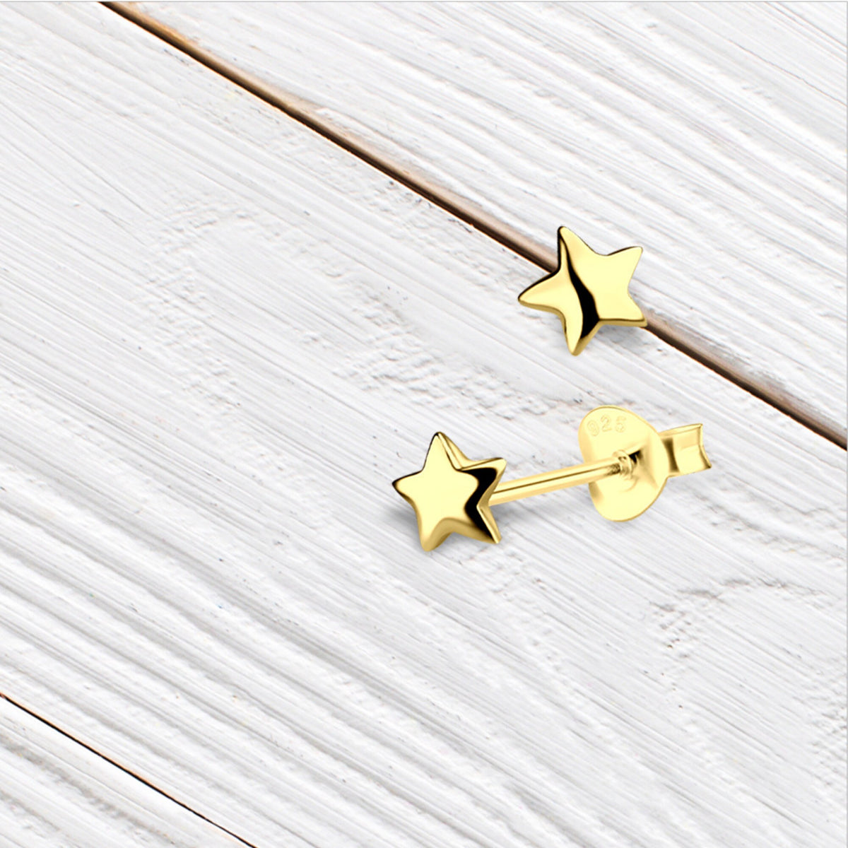 Small Star Stud Earrings With Yellow Gold Plating 5x5 mm