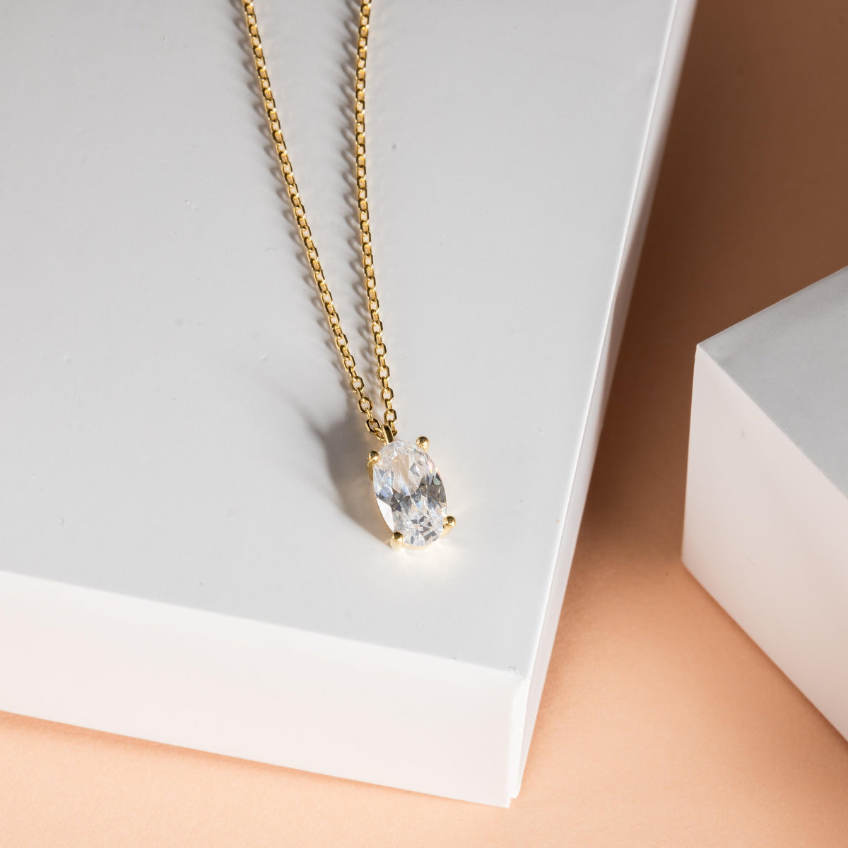 Oval Solitaire Pendant Necklace