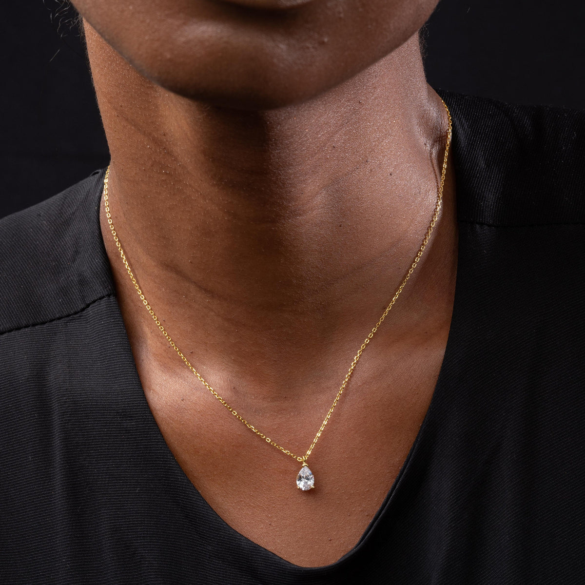 Pear Shape Solitaire Pendant Necklace
