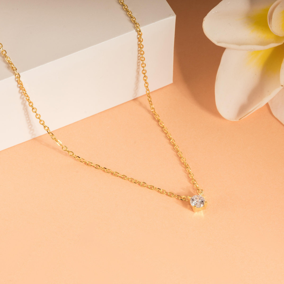 Dainty Round Solitaire Necklace