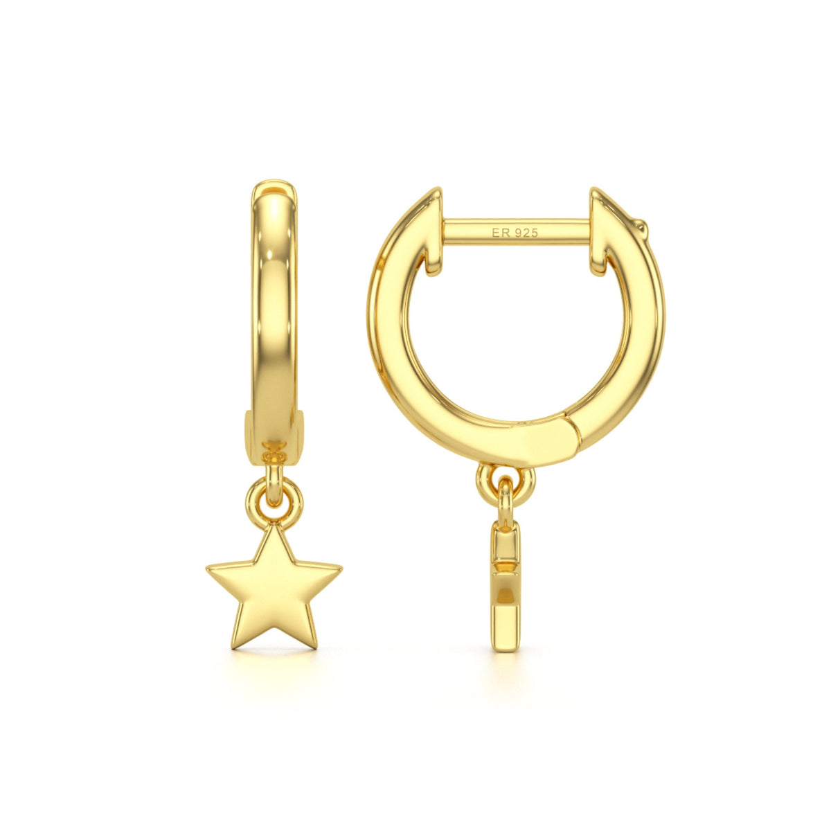 Huggie Hoop Star Dangle Earrings